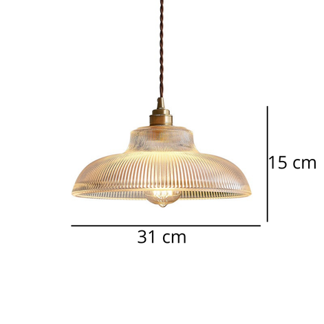 Pendelleuchte im Retro-Stil aus geriffeltem Glas