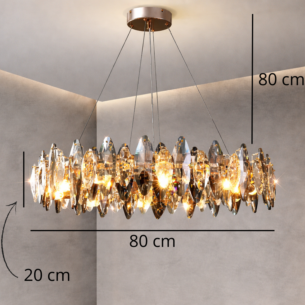 Moderne Pendelleuchte mit kristallähnlichen Eigenschaften