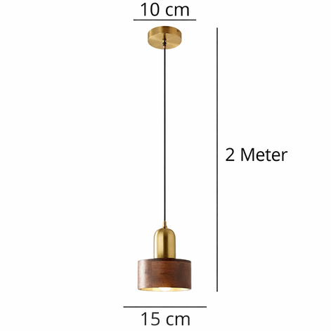 Kleine Lampe mit Oberfläche in Antik Bronze und Walnussholz