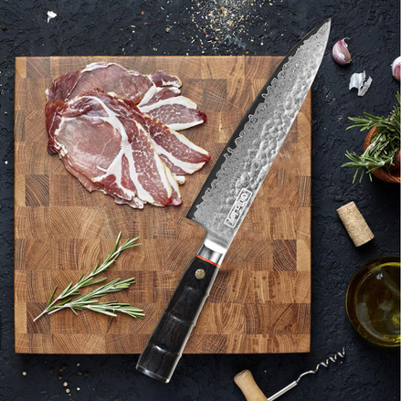 Messer mit Bambusgriff, geschmiedet aus VG10 Damaszenerstahl