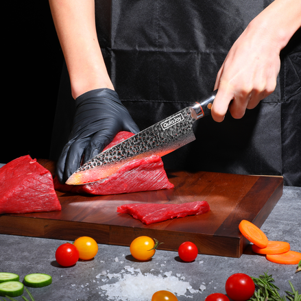 Messer mit Bambusgriff, geschmiedet aus VG10 Damaszenerstahl